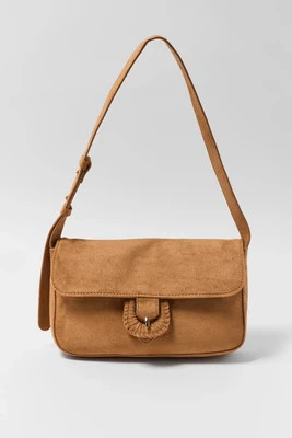 Camel Faux Suede Shoulder Bag | Avara
