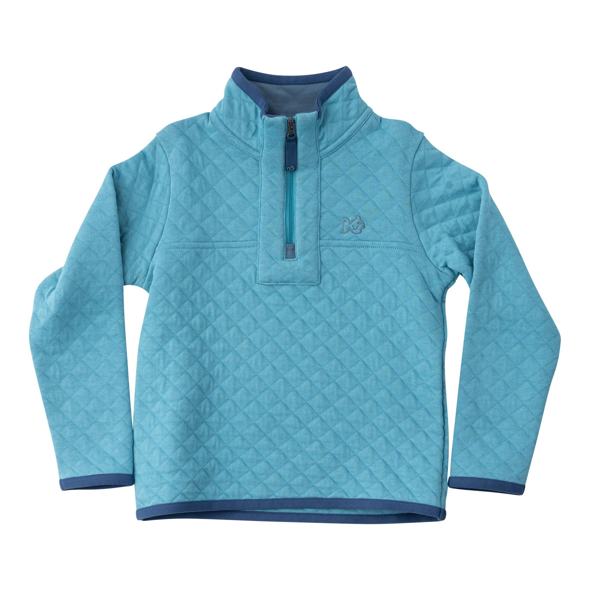 Quilted Zip Pullover in Adriatic Blue | PRODOH