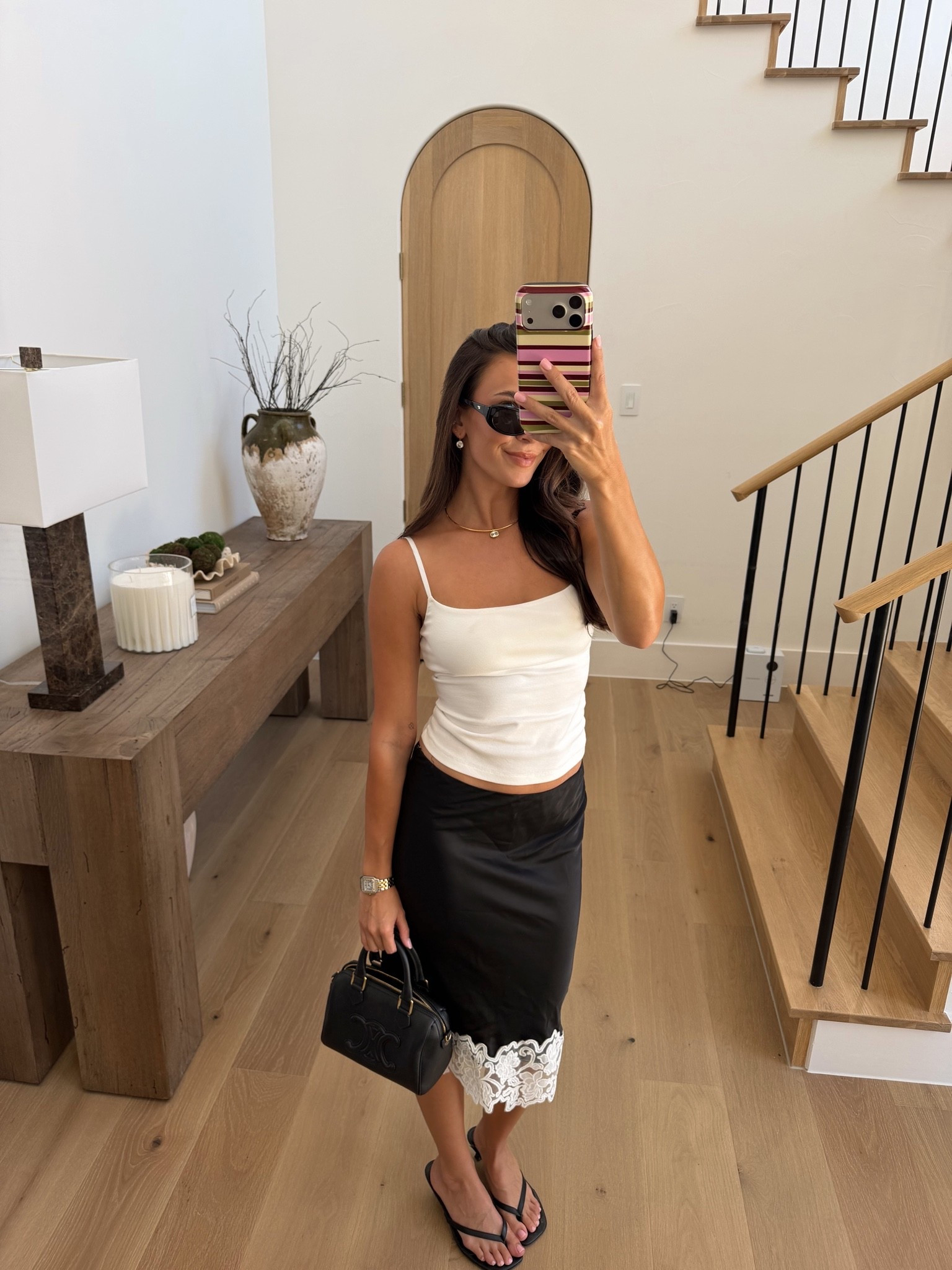 Night out look! Obsessed with this midi skirt size small in both!