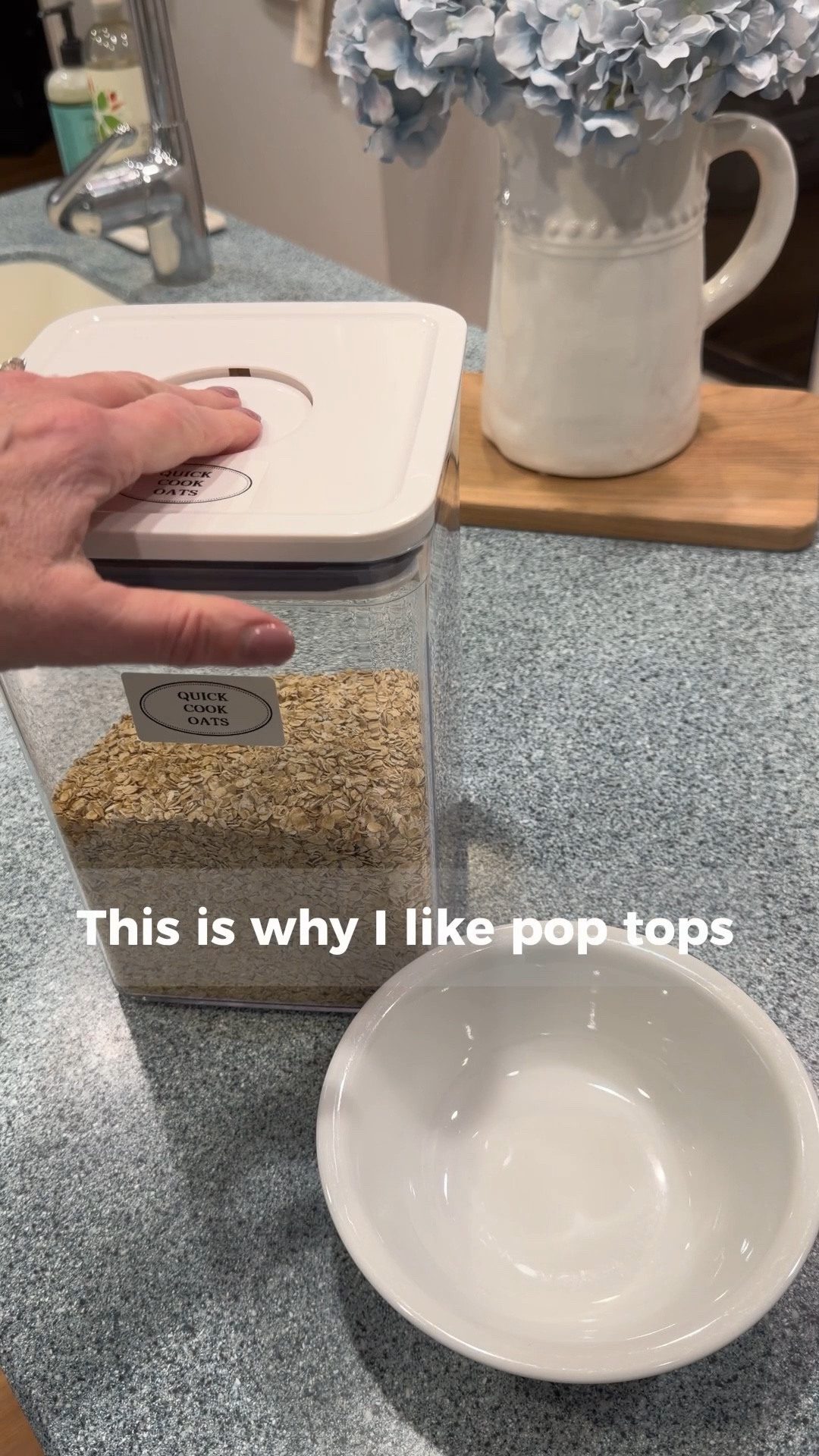 My pop-top canisters are easy to open and close and keep dried foods fresh. I can see what I have in my pantry at a glance.
 
🏠 I share real-life decor, home finds, and organization for spaces that are pretty, not perfect. 💫