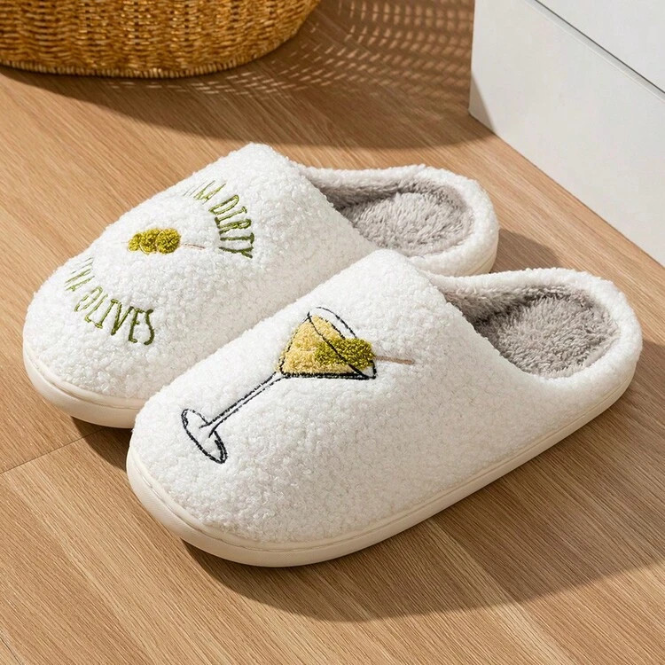 Dirty Martini Slippers Women's Extra Dirty Girl Cozy Slipper Fuzzy Comfy Slide Footwear Soft Comf... | SHEIN