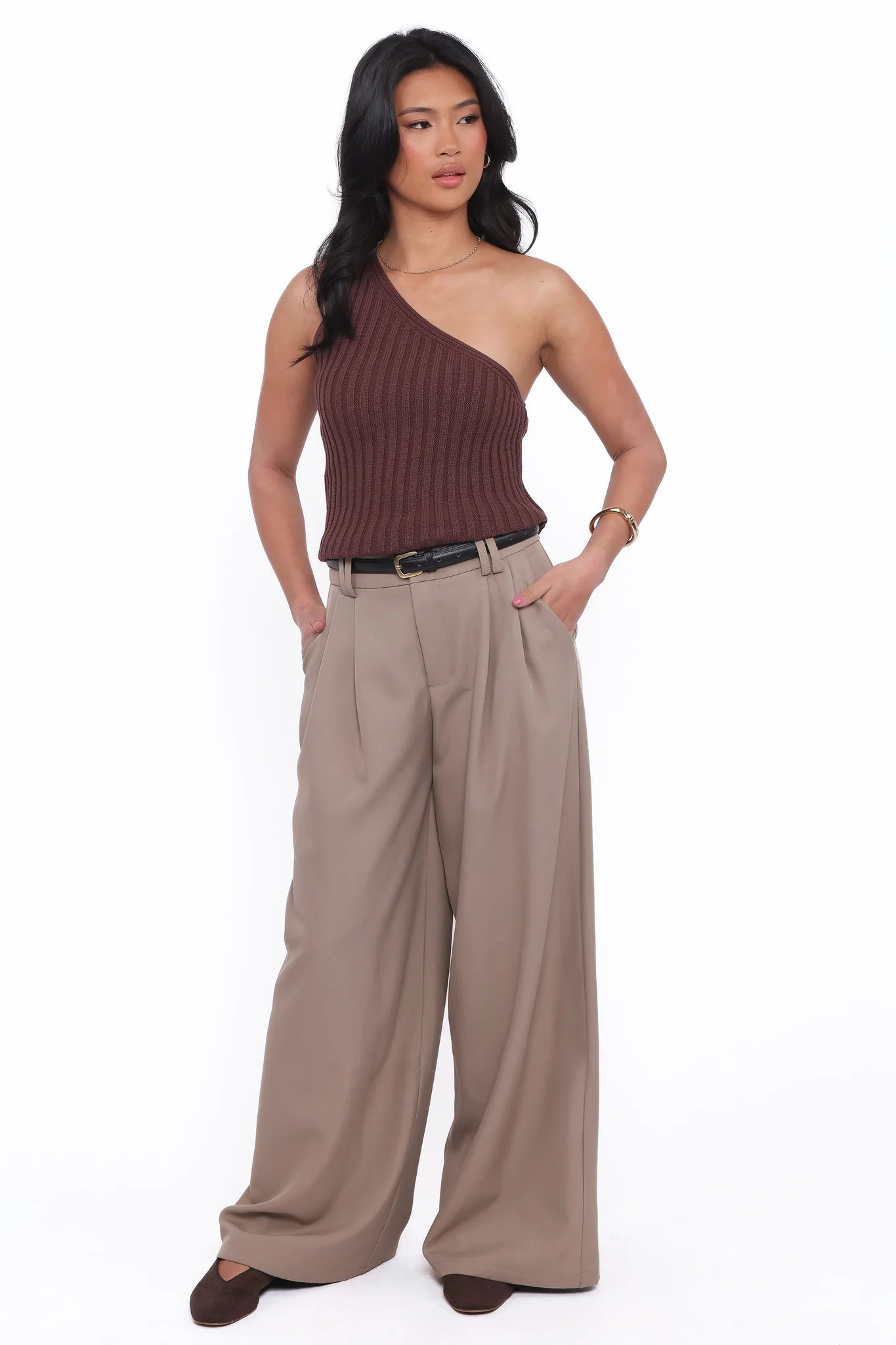 Kathryn Wide Leg Pant - Beige | Petal & Pup (US)