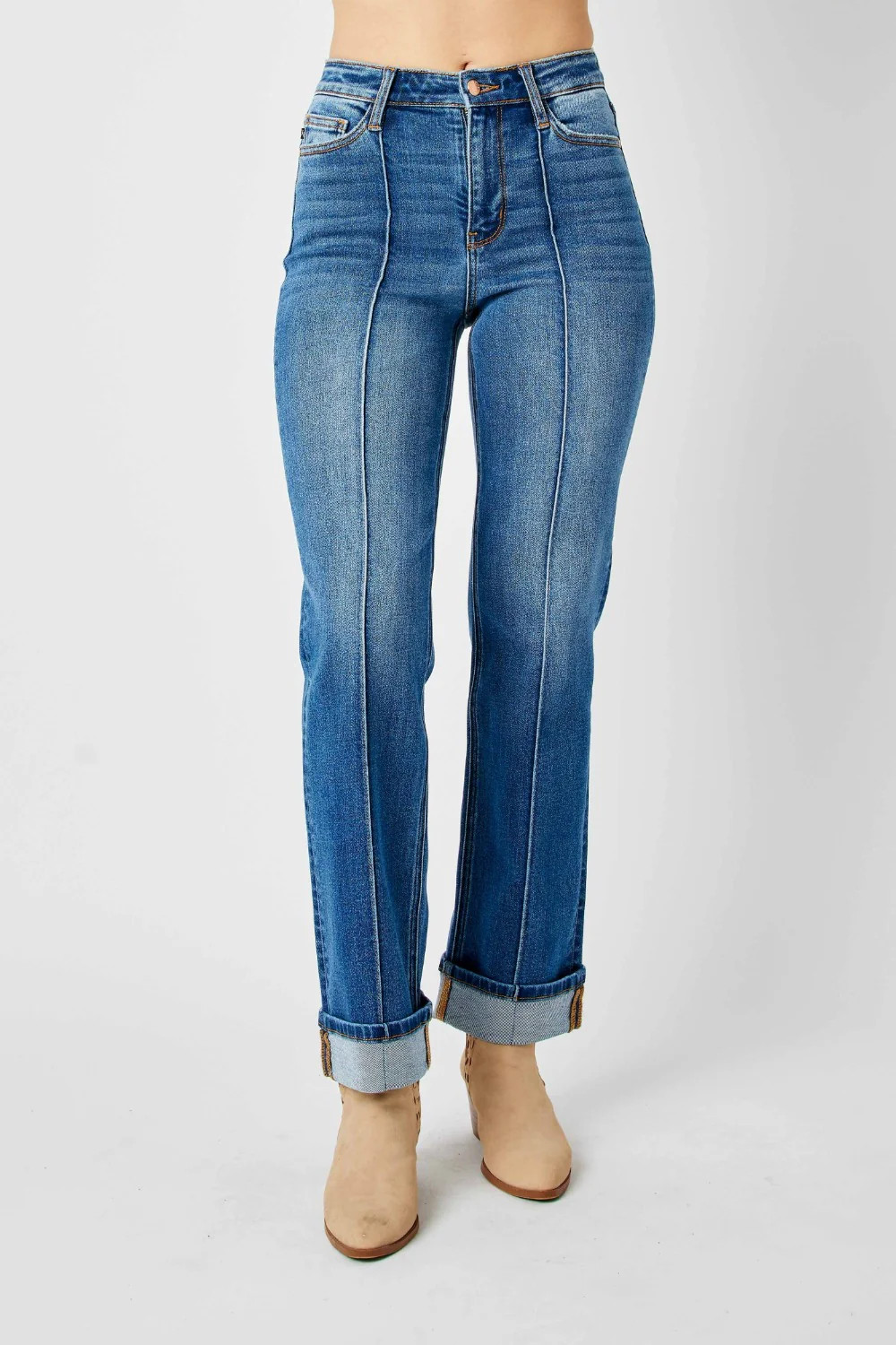 Judy Blue Full Size High Waist Front Seam Detail Straight Jeans Medium / 20W | Casual Chic Boutique