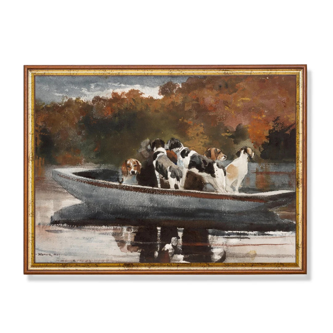 Vintage Dogs Painting | Antique Animal Print | Dogs in Boat | Digital Download | Printable Wall A... | Etsy (US)