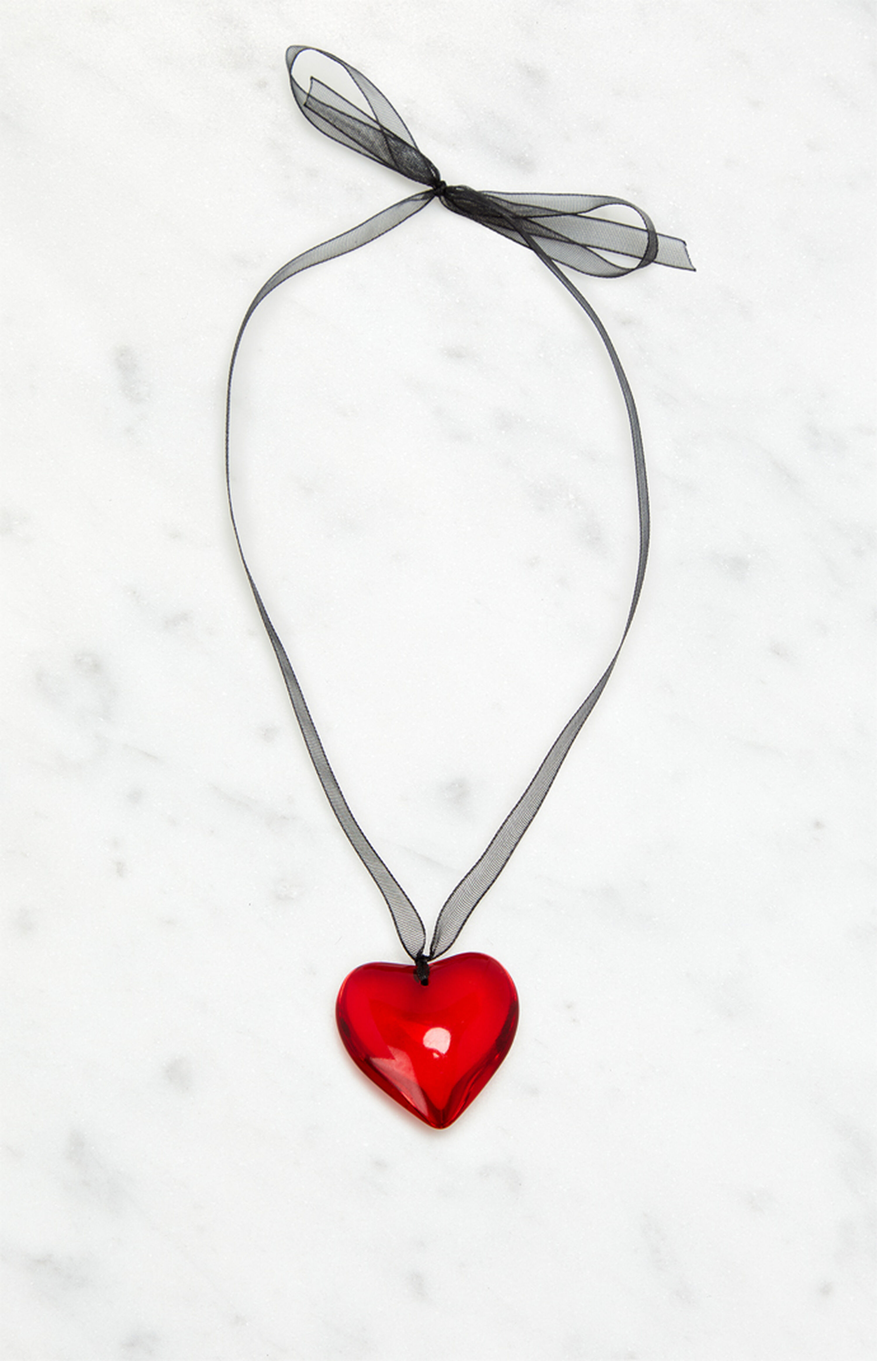 John Galt Red Heart Bow Ribbon Necklace | PacSun