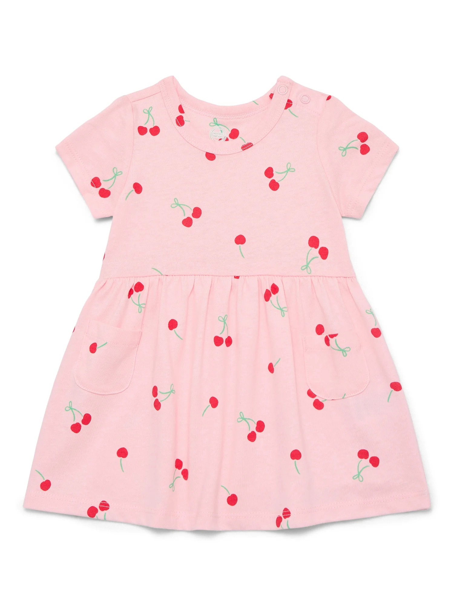 Wonder Nation Baby Girls Dress with Short Sleeves, Sizes 0-24 Months | Walmart (US)