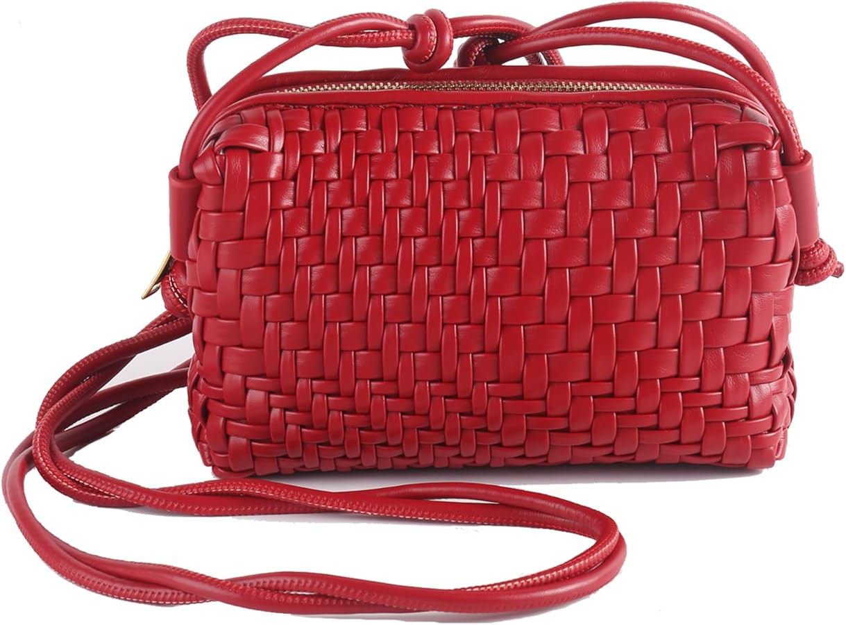 Woven Crossbody Bag for Women Small Vegan Leather Purse with Shoulder Strap | Amazon (US)