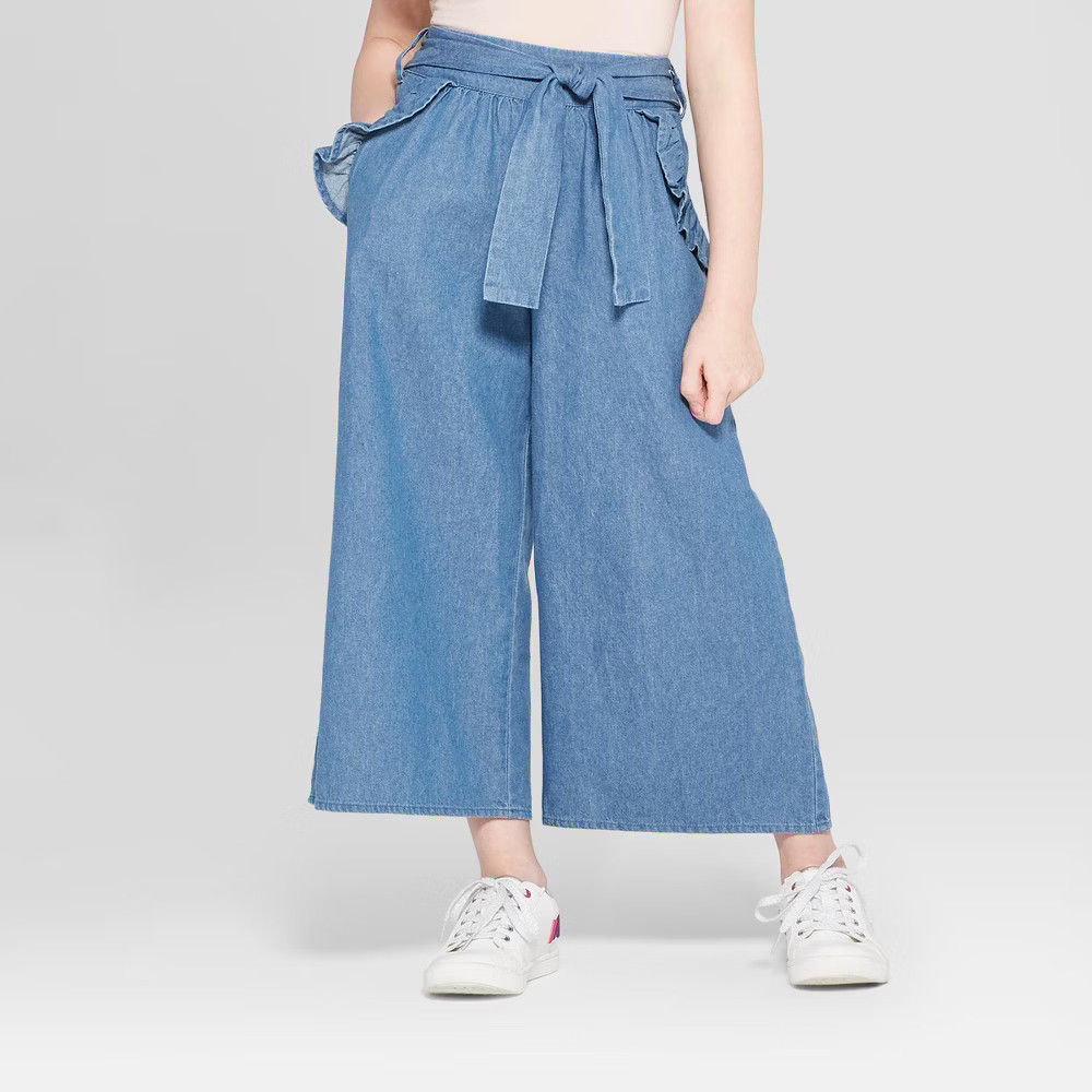 Girls' Front Tie Paperbag Waist Pants - art class Denim XL, Blue | Target