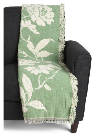 Floral Toile Fringe Throw | TJ Maxx