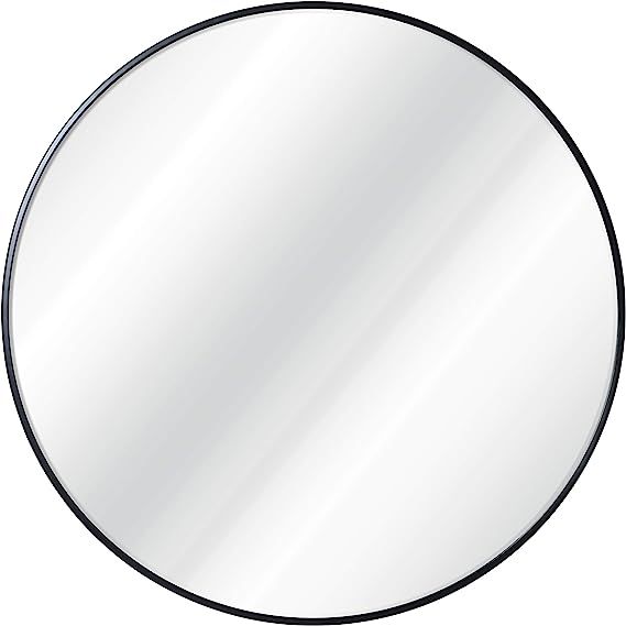 Black Circle Wall Mirror 30 Inch Black Round Wall Mirror for Entryways, Washrooms, Living Rooms -... | Amazon (US)