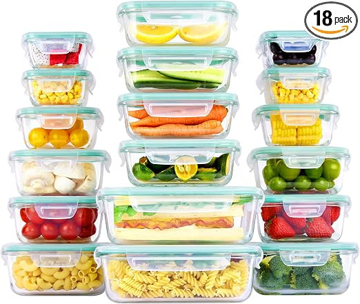 Vtopmart 18Pack Glass Food Storage Containers with Lids, Meal Prep Containers, Airtight Lunch Con... | Amazon (US)