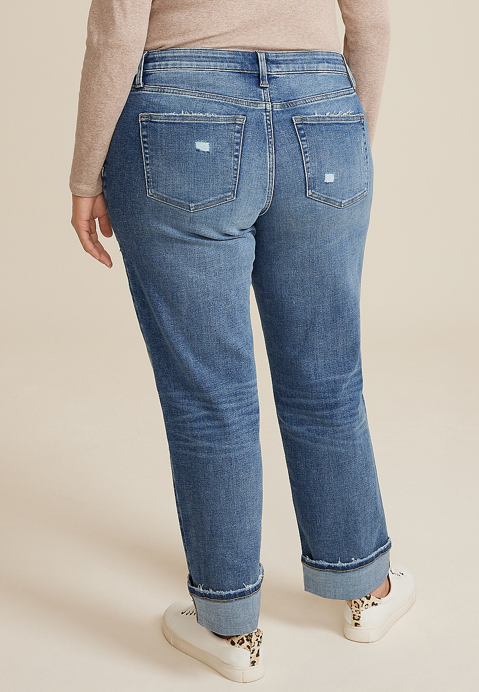 Plus Size edgely™ Mid Rise Cuffed Hem Relaxed Straight Jean | Maurices