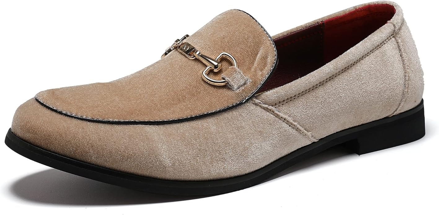 LCQL Men's Luxury Velvet Penny Loafer Shoes Noble Slip-on Suede Loafers Smoking Slippers Plus Siz... | Amazon (US)