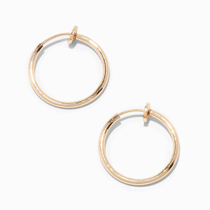 Gold 20MM Clip On Hoop Earrings | Claire's (US)