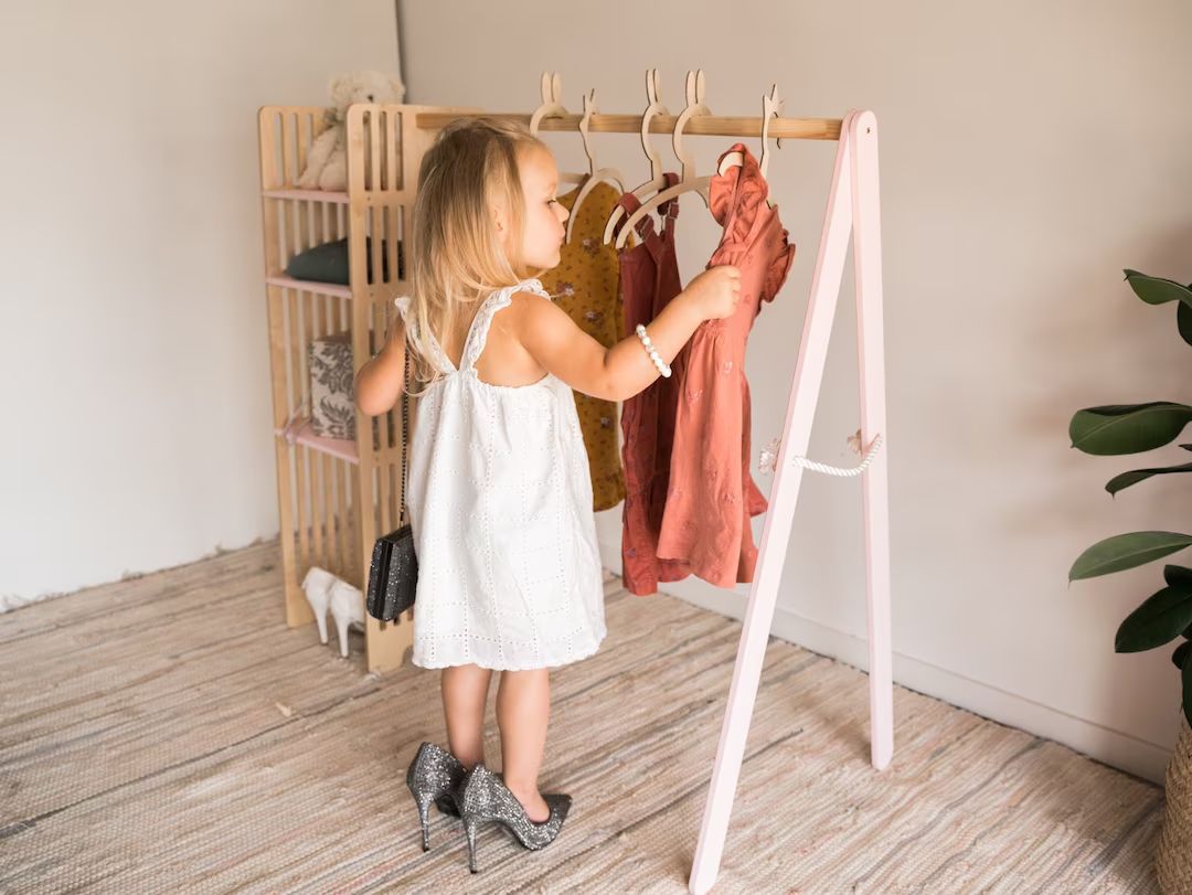 Kids Montessori Wardrobe wood Clothing Rack Kids Closet Kid - Etsy | Etsy (US)
