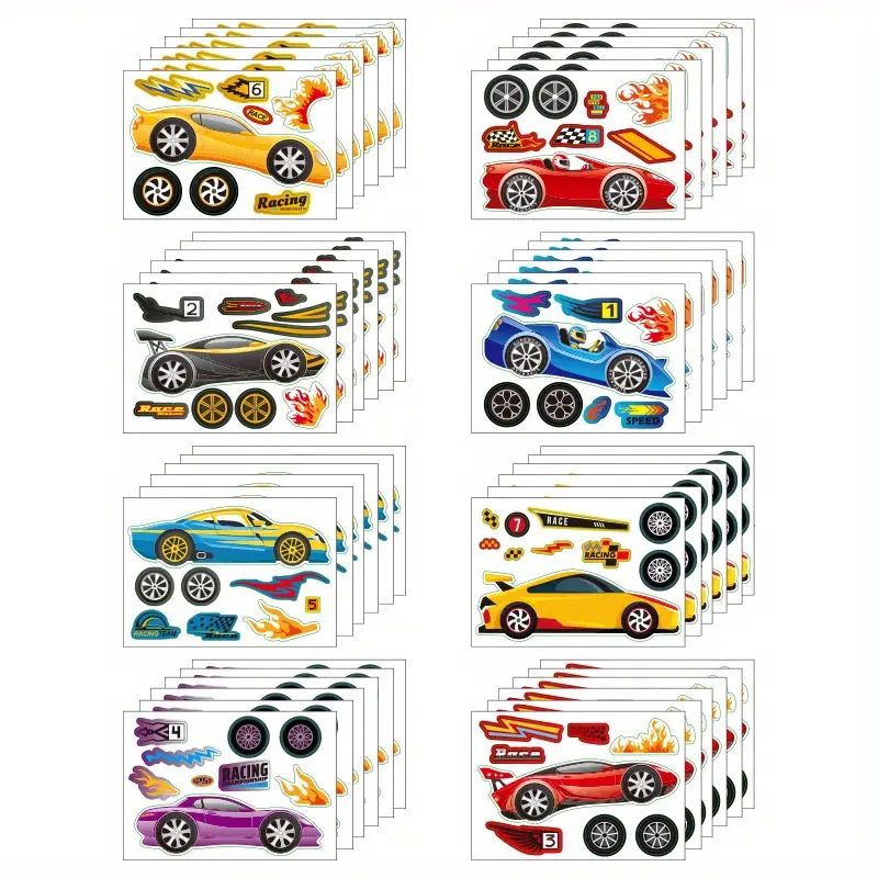 Racing Stickers Diy Puzzle Party Stickers Cartoon Car Self - Temu | Temu Affiliate Program