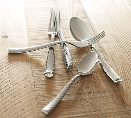 OPEN BOX: Shiny Hammered Handcrafted Flatware | Pottery Barn (US)