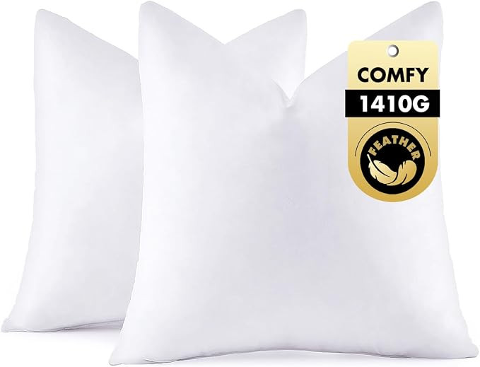 MIULEE 24x24 Euro Pillow Inserts, Set of 2 Down Feather Throw Pillows for Couch Sofa Bed, Decorat... | Amazon (US)