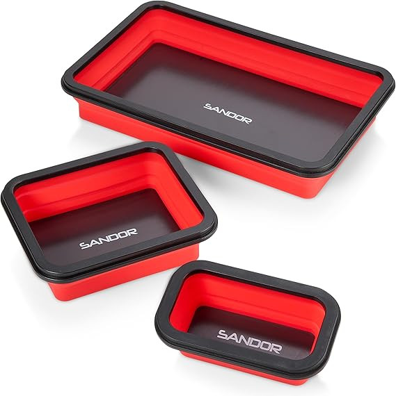 Collapsible Magnetic Parts Tray Set - 3 Different Size Tool Trays for Screw, Bolts, Nuts, Washers... | Amazon (US)