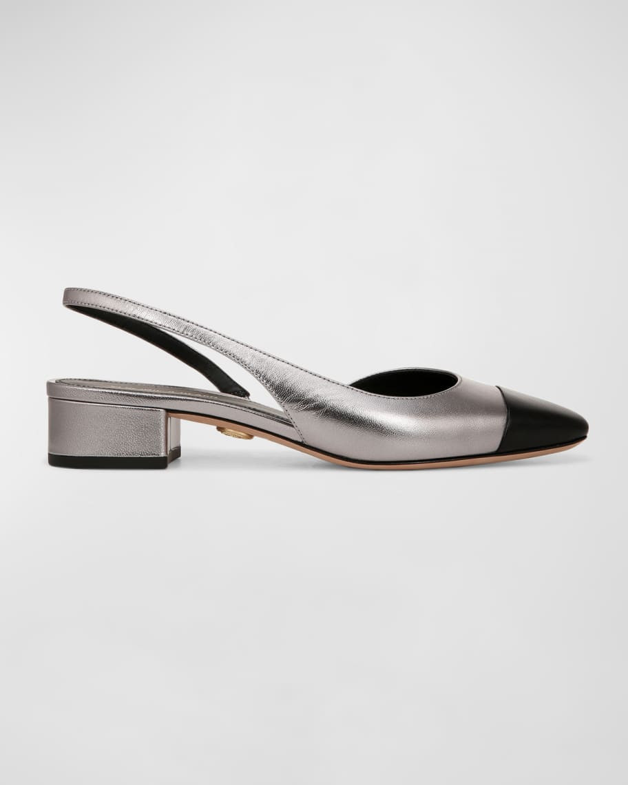 Veronica Beard Cecile Metallic Slingback Ballerina Flats | Neiman Marcus