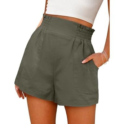 MIROL Women's High Elastic Waist Shorts 2024 Summer Solid Lounge Athletic Sho… | Amazon (US)