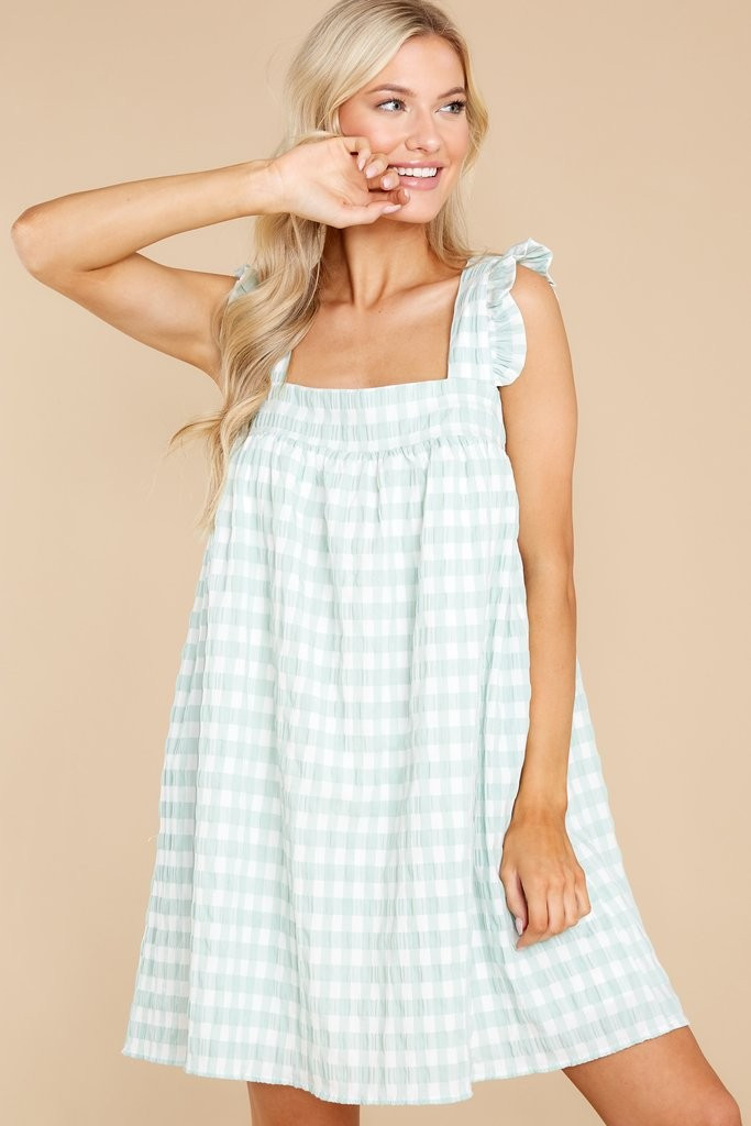 Relaxing Days Mint Gingham Dress | Red Dress 
