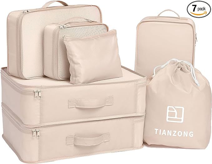Amazon.com: TianZong 7-piece Set Packing Cubes, Travel Bags for Luggage , Packing Organizers with... | Amazon (US)