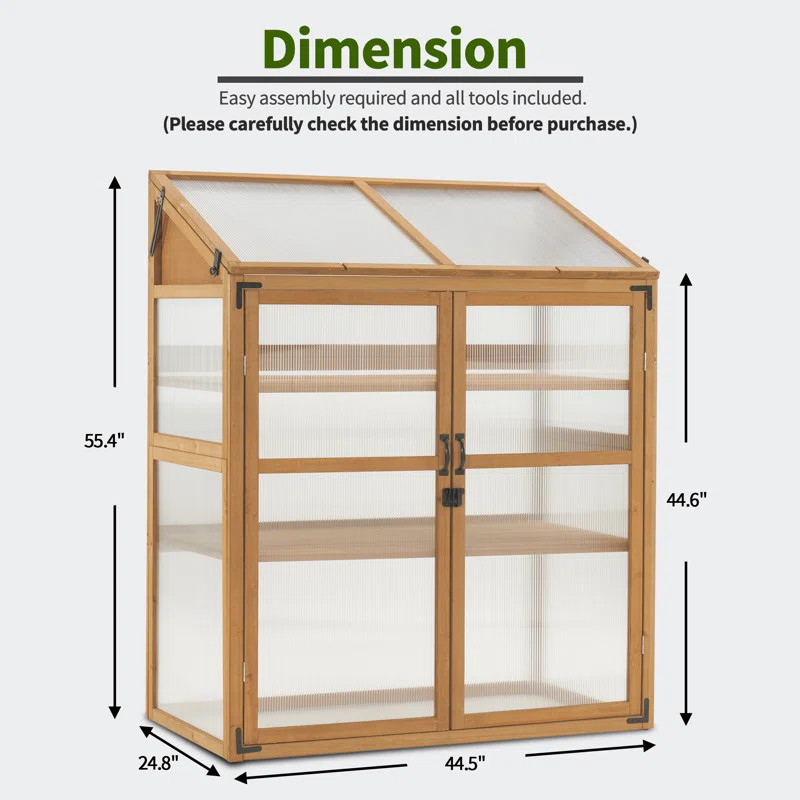 44.5" W x 24.8" D Cold Frame Greenhouse with Adjustable Shelves for Outdoor Indoor Use | Wayfair North America