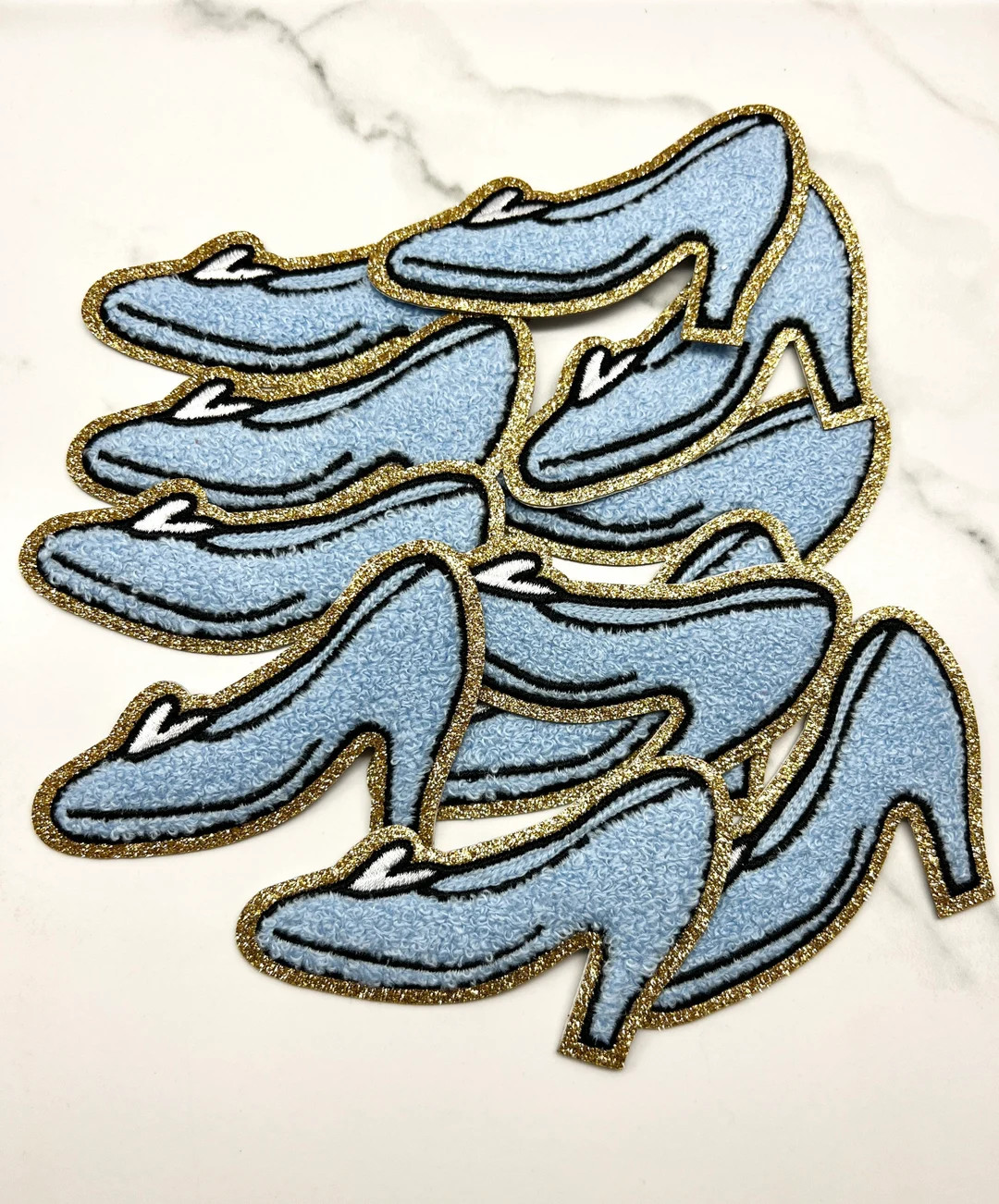 3.75" Cinderella Glass Slippers Adhesive Disney Princess Shoes Sticker Chenille Embroidery Glitte... | Etsy (US)