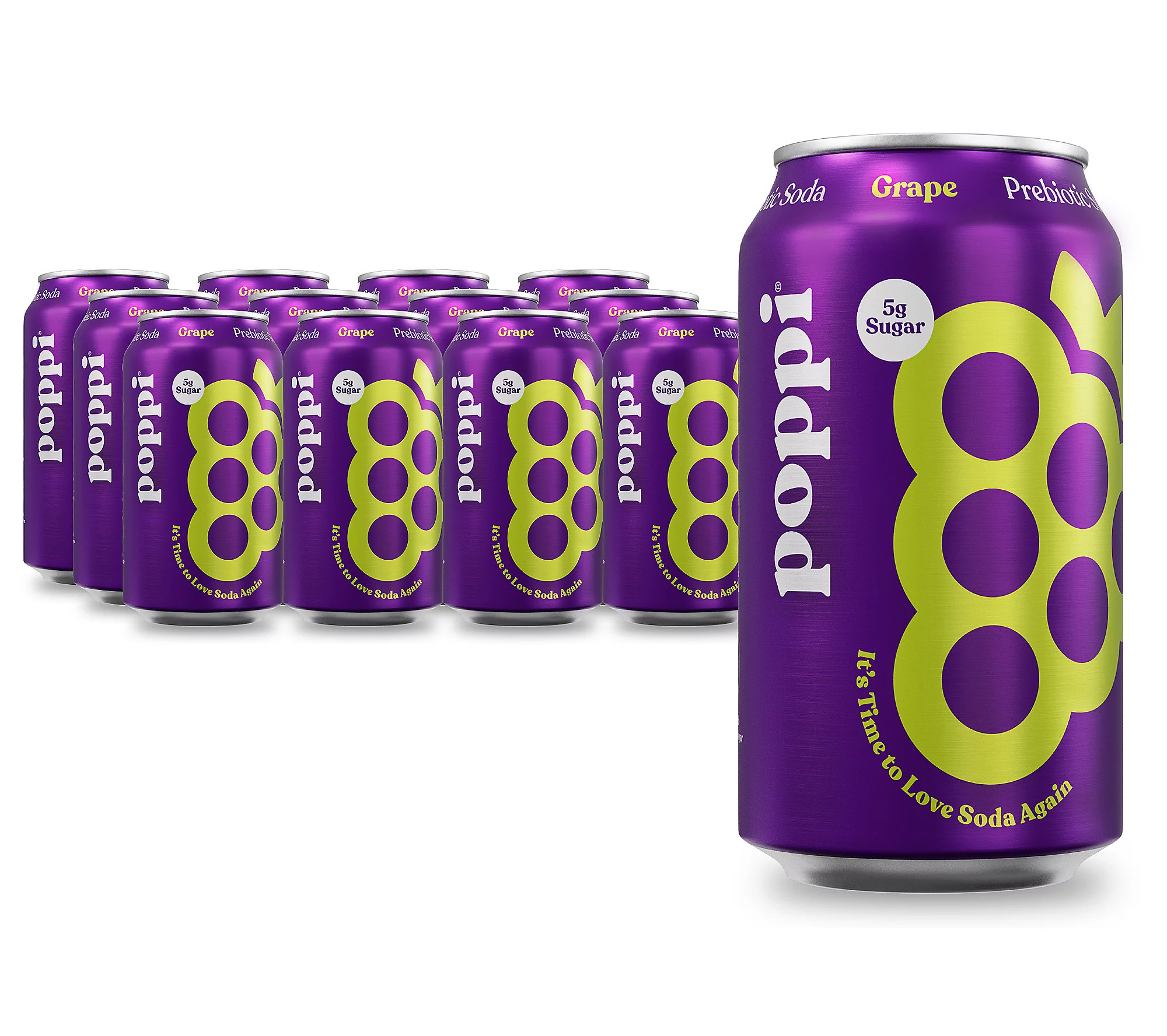 Poppi (12) 12-oz Cans Prebiotic Soda - Grape | QVC