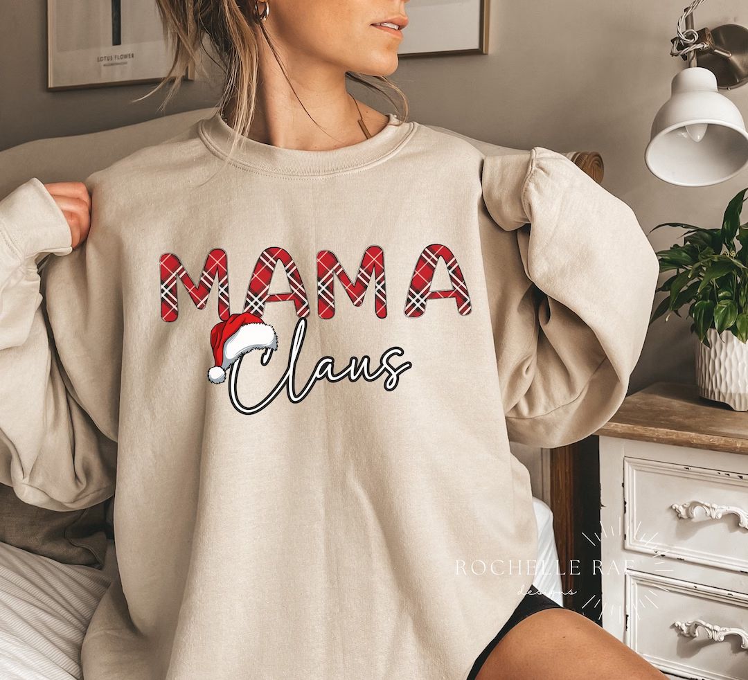 Plaid Mama Claus Sweatshirt Mama Sweatshirt Momma Gift Mama - Etsy | Etsy (US)