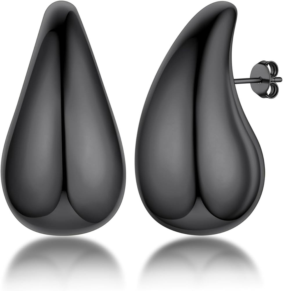 KeyStyle Chunky Gold Hoop Earrings for Women Trendy, Stainless Steel TearDrop Hoops Earring, Ligh... | Amazon (US)