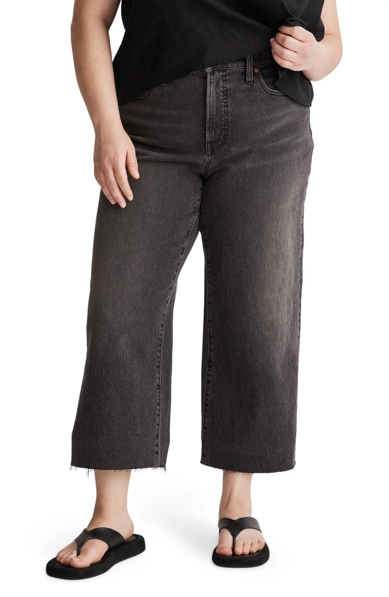 The Perfect Raw Hem Crop Wide Leg Jeans | Nordstrom