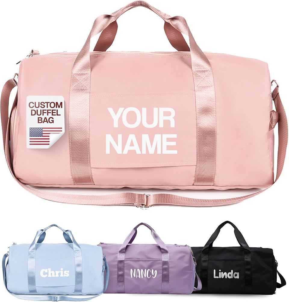 Personalized Duffel Bags - Weekender, Overnight Travel Bag with Wet/Dry Pockets & Shoe Compartmen... | Amazon (US)