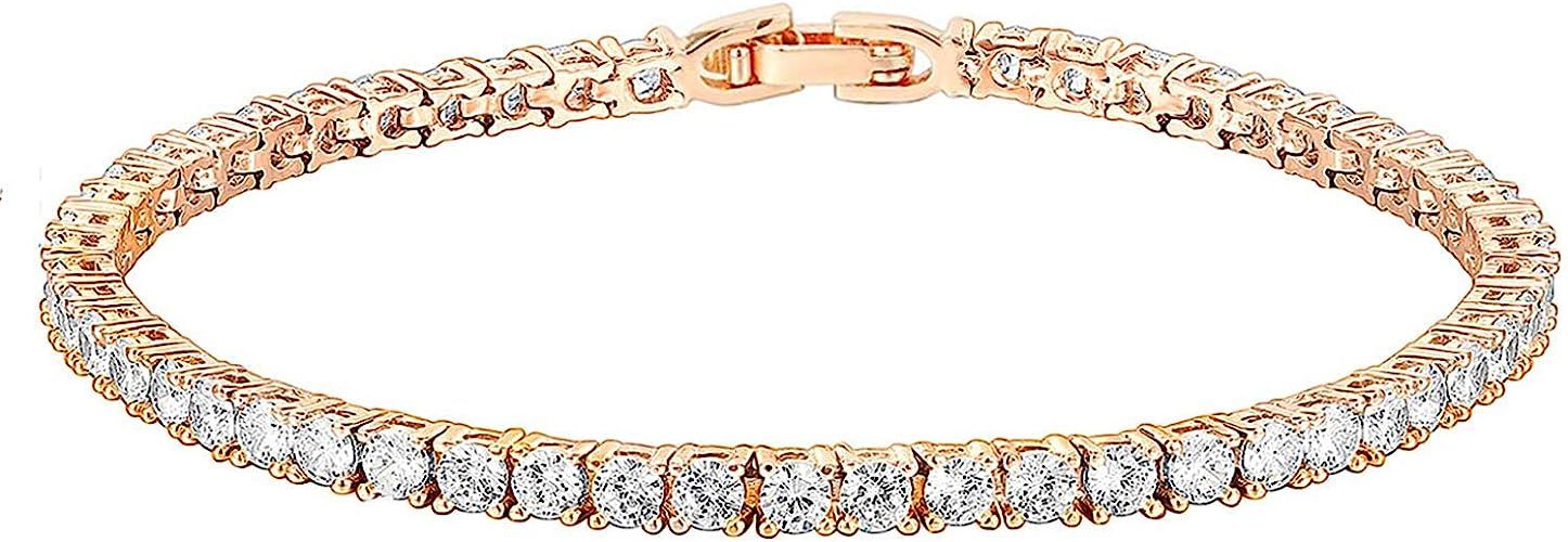 PAVOI 14K Gold Plated Cubic Zirconia Classic Tennis Bracelet | Gold Bracelets for Women | Size 6.... | Amazon (US)