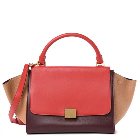 Satin Baby Grained Calfskin Tri-Color Small Trapeze Carmin | Fashionphile