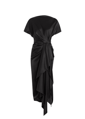 Zoa draped asymmetric satin midi dress | Harvey Nichols