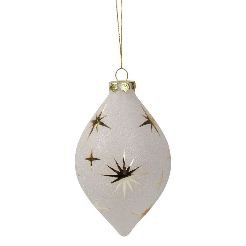 Northlight 5" White and Gold Star Patterned Christmas Ornament | Target