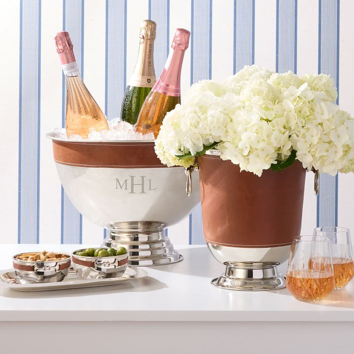 Silver and Leather Ice Bucket | Mark and Graham