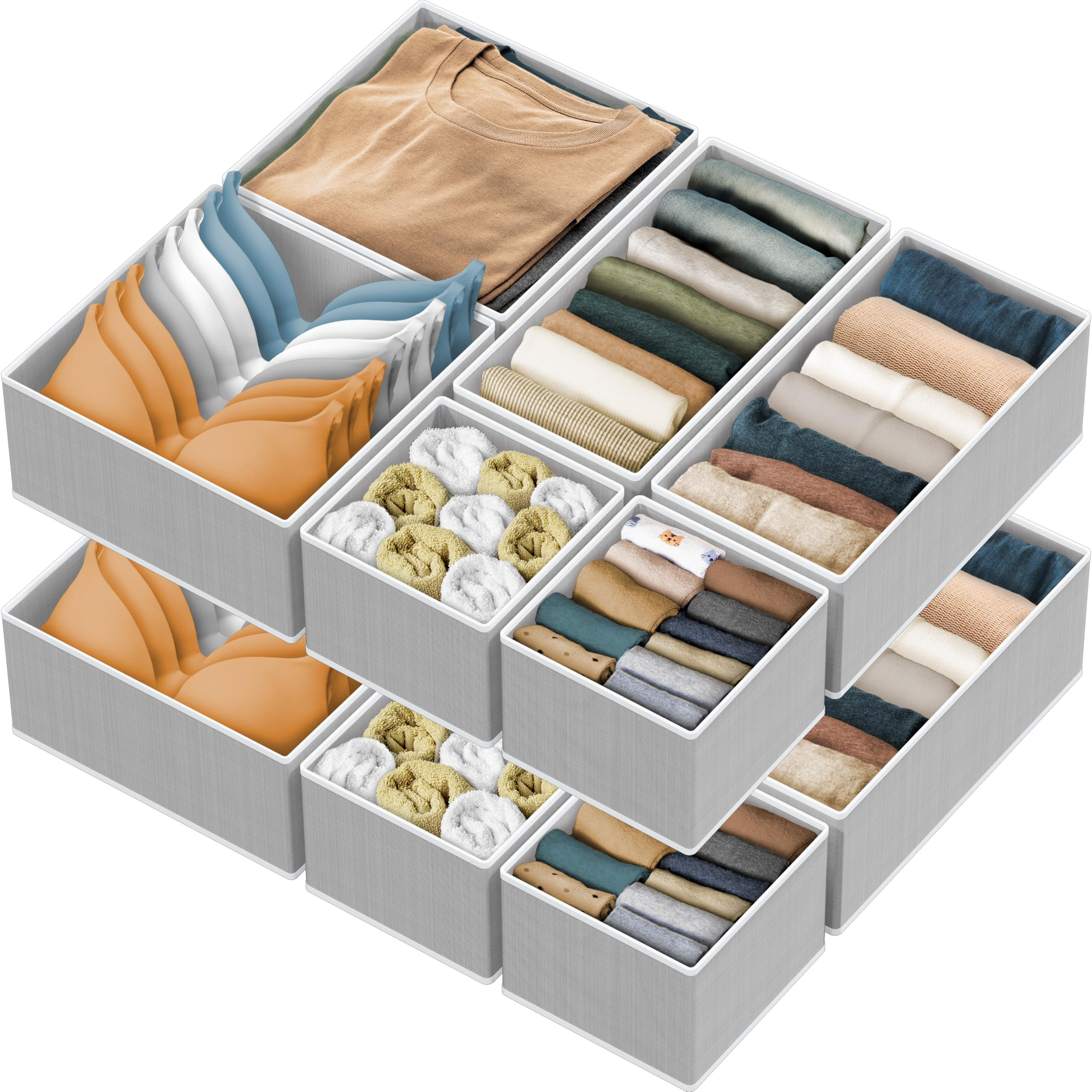 SIMPLE HOUSEWARE Foldable Drawer Organizer for Clothes/Underwear/Panty/Onesie Stocking Bin, Set o... | Amazon (US)