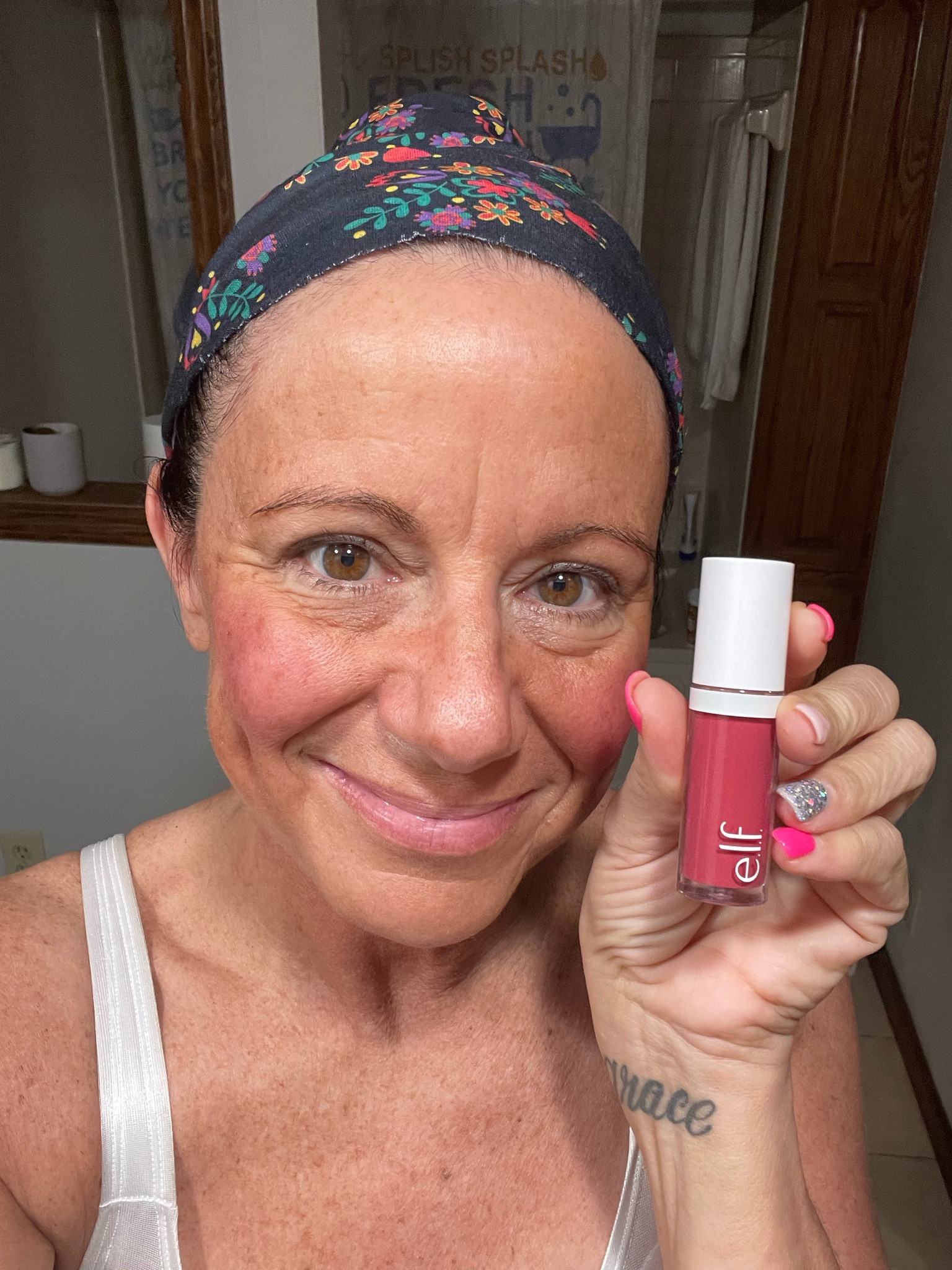 You will love Elf’s new blush! A little dab will do ya! Highly pigmented. This color is Berry Well. Benefits

Long-lasting liquid blush delivers a high-pigment pop of color to cheeks
Lightweight formula with a soft, dewy finish
Blendable & buildable to create the look you want
Easy to use rounded, grooved applicator
Great for dry, oily & combination skin
100% vegan & cruelty-free, e.l.f. is Leaping Bunny Certified
Made in a Fair-Trade Certified facility
Pairs well with e.l.f.'s Liquid Blush Brush (sold separately)


#LTKMostLoved