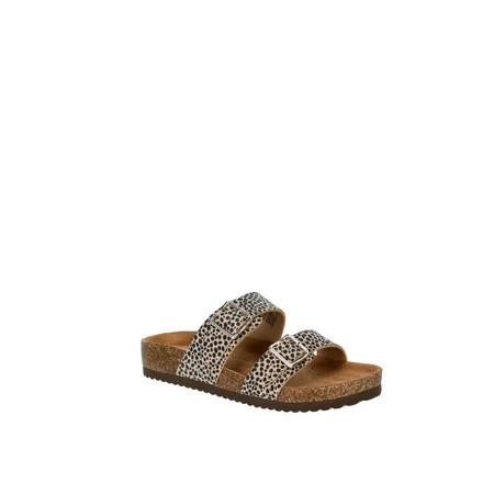 Wonder Nation Little & Big Girls 2 Buckle Footbed Sandals | Walmart (US)