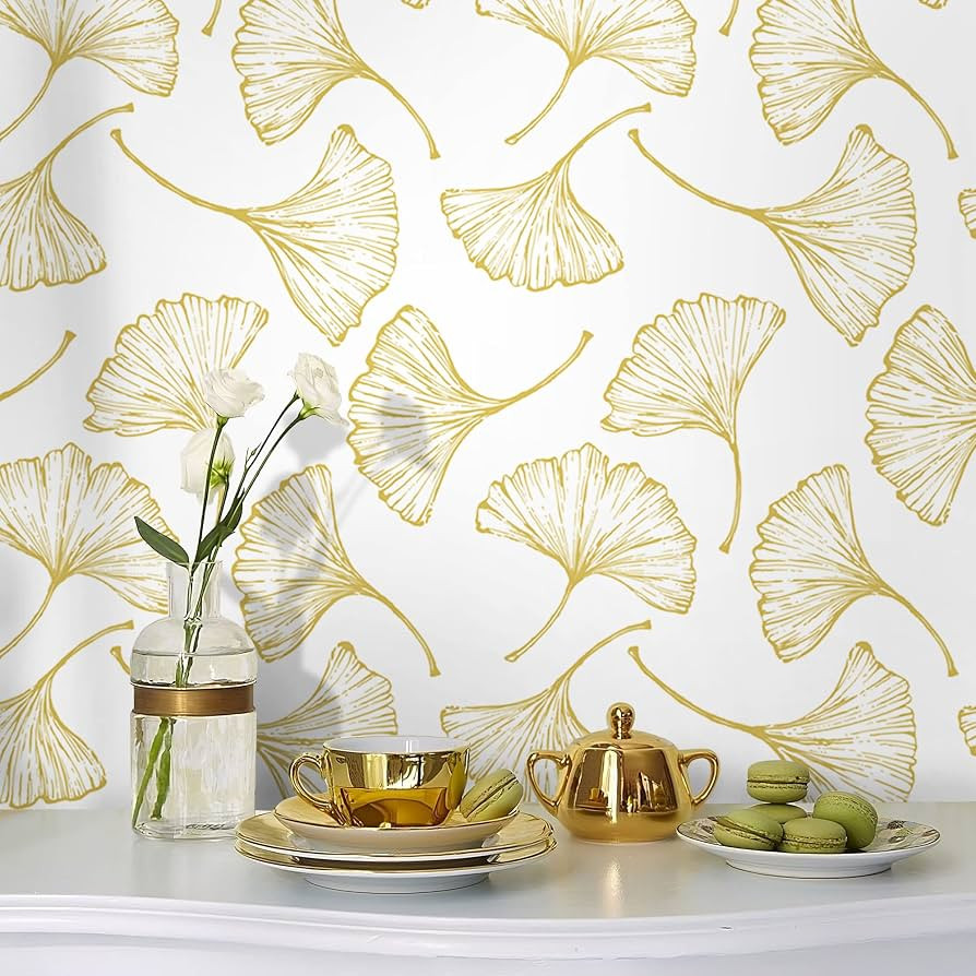 Peel and Stick Wallpaper White and Gold Contact Paper for Cabinets Removable Self-adhesive Wallpa... | Amazon (US)