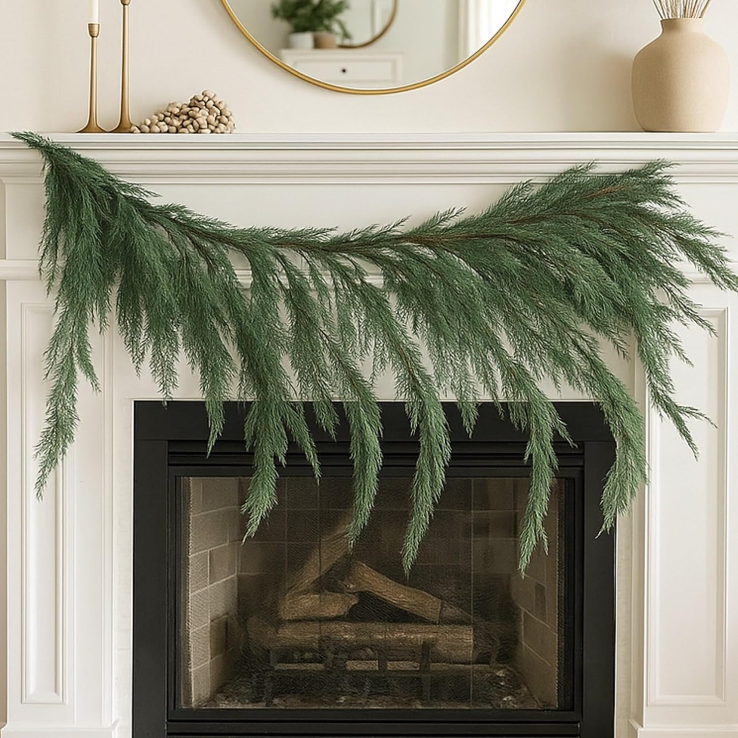 40" Christmas Dripping Garlands with 27" Branches - Green Realistic Artificial Cedar Garland Deco... | Amazon (US)