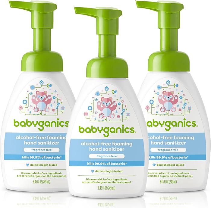 Babyganics Alcohol-Free Foaming Hand Sanitizer, Pump Bottle, Fragrance Free, 8.45 oz, 3 Pack | Amazon (US)