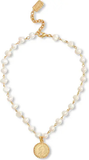 Freshwater Pearl Station Medallion Necklace | Nordstrom