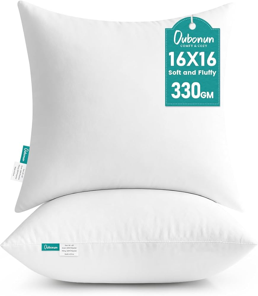 Oubonun 16 x 16 Throw Pillow Inserts - Soft, Plush & Decorative Down Alternative Pillows for Couc... | Amazon (US)