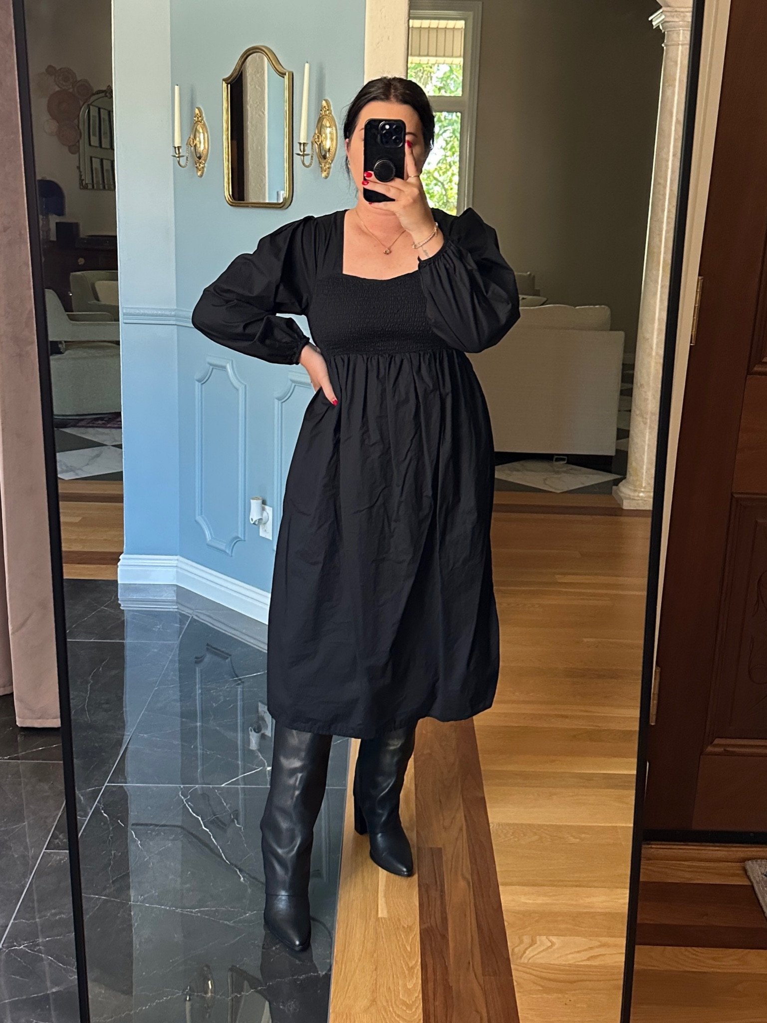 I’m obsessed with this dress. It’s simple but I love the neckline and the puffy sleeves. It’s cute with sneakers, flats, boots, anything! I’m wearing my true size medium. 

#LTKMidsize #LTKFindsUnder50 #LTKStyleTip