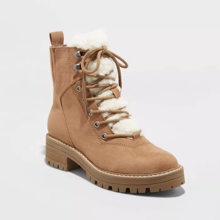 Women's Tessie Microsuede Sherpa Lace-Up Fashion Boots - Universal Thread™ | Target