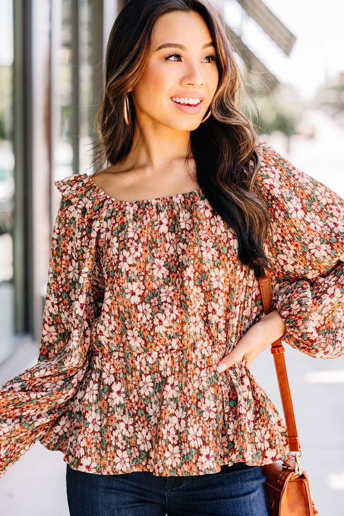 Get What You Want Brown Ditsy Floral Blouse | The Mint Julep Boutique